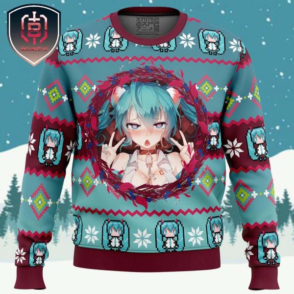 Ahegao Hatsune Miku Xmas Holiday Gift Ugly Christmas Sweater