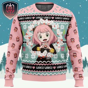 Anya Forger Waku Waku Spy x Family Xmas Holiday Gift Ugly Christmas Sweater