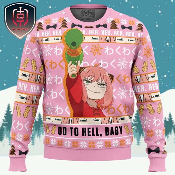 Anya Go To Hell Baby Spy X Family Xmas Holiday Gift Ugly Christmas Sweater