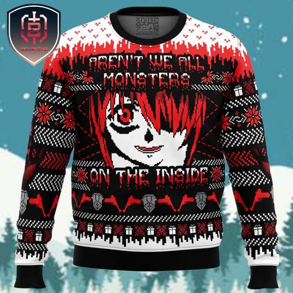 Arent We All Monster On The Inside Elfen Lied Xmas Holiday Gift Ugly Christmas Sweater