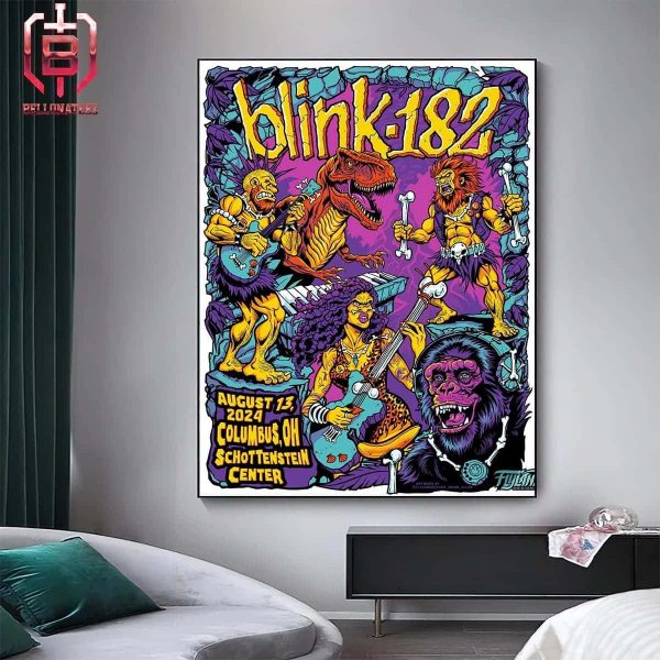 Blink-182 One More Time Tour 2024 Event Poster At Columbus OH Schottenstein On August 13th 2024 Home Decor Poster Canvas