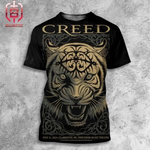 Creed Band Summer Of 99 Tour 2024 Event Merch Limited Poster At Pine Knob Music Theatre Clarkston MI On July 31st 2024 All Over Print Shirt