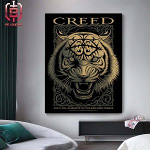 Creed Band Summer Of 99 Tour 2024 Event Merch Limited Poster At Pine Knob Music Theatre Clarkston MI On July 31st 2024 Home Decor Poster Canvas