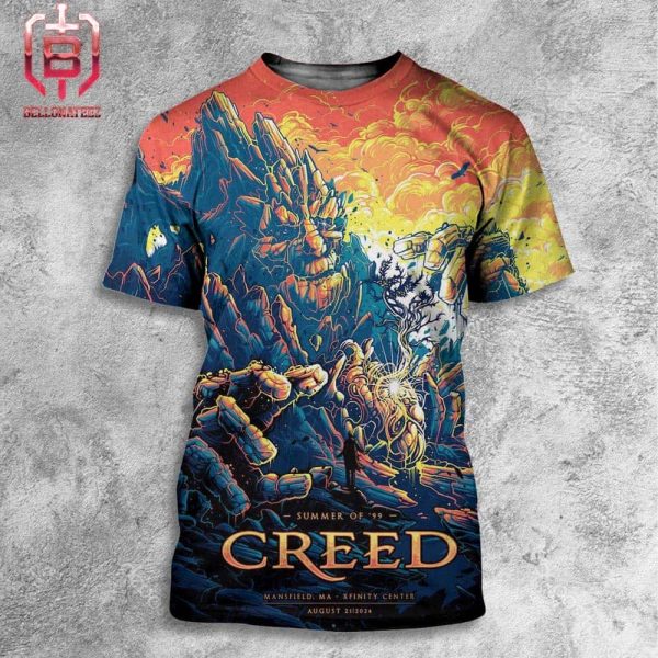 Creed Band Summer Of 99 Tour Event Poster At Xfinity Center Mandsfiled MA  On August 21st 2024 All Over Print Shirt