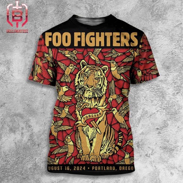 Foo Fighters Everything Or Nothing At All Tour 2024 Event Poster At Portland Oregon On August 16th 2024 All Over Print Shirt