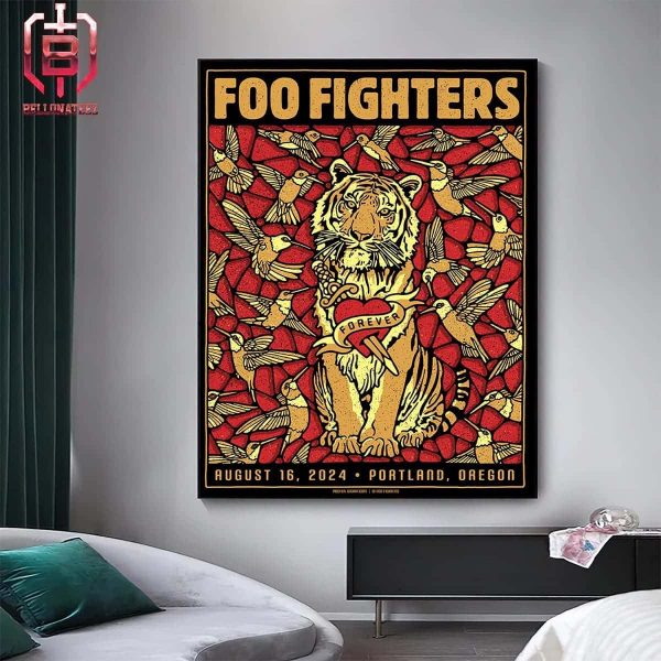 Foo Fighters Everything Or Nothing At All Tour 2024 Event Poster At Portland Oregon On August 16th 2024 Home Decor Poster Canvas