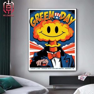 Green Day Merch Limited Event Poster At Oshega Music And Arts Festival Montreal QC On August 3rd 2024 Home Decor Poster Canvas