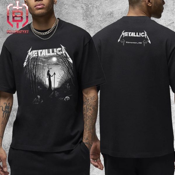 Metallica M72 North America Tour 2024 Pop Up Store Event Poster At Commonwealth Stadium Edmonton AB Canada On August 23rd And 25th 2024 Two Sides Unisex T-Shirt