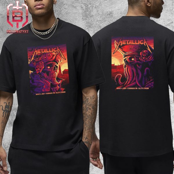 Metallica M72 North American Tour 2024 Merch Limited Combined Event Poster At Foxborough On August 2nd And 4th 2024 Two Sides Unisex T-Shirt