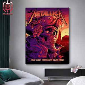 Metallica M72 North American Tour 2024 Merch Limited Event Poster At Foxborough On August 2nd 2024 Home Decor Poster Canvas