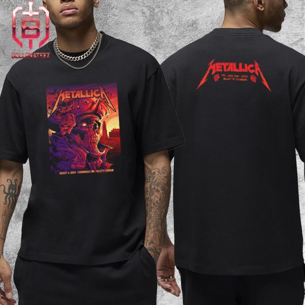 Metallica M72 North American Tour 2024 Merch Limited Event Poster At Foxborough On August 2nd 2024 Two Sides Unisex T-Shirt