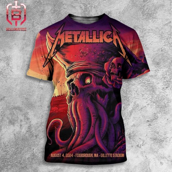 Metallica M72 North American Tour 2024 Merch Limited Event Poster At Foxborough On August 4th 2024 All Over Print Shirt
