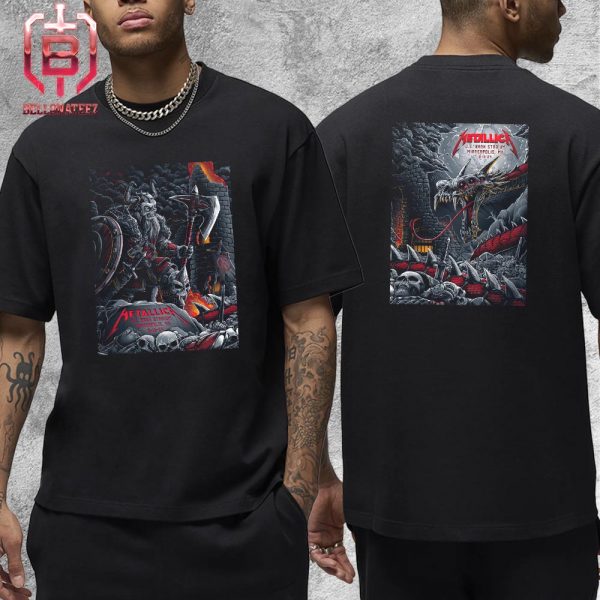 Metallica M72 North American Tour 2024 Pop Up Store Combined 2 Nights Poster At US Bank Stadium Minneapolis MN On August 16th And 18th 2024 Two Sides Unisex T-Shirt