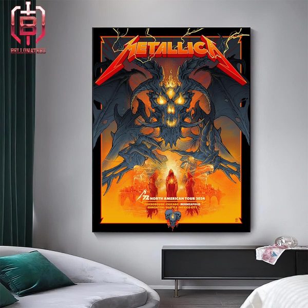 Metallica M72 North American Tour 2024 Pop Up Store Merch Poster At US Bank Stadium Minneapolis MN On August 16th 2024 Home Decor Poster Canvas