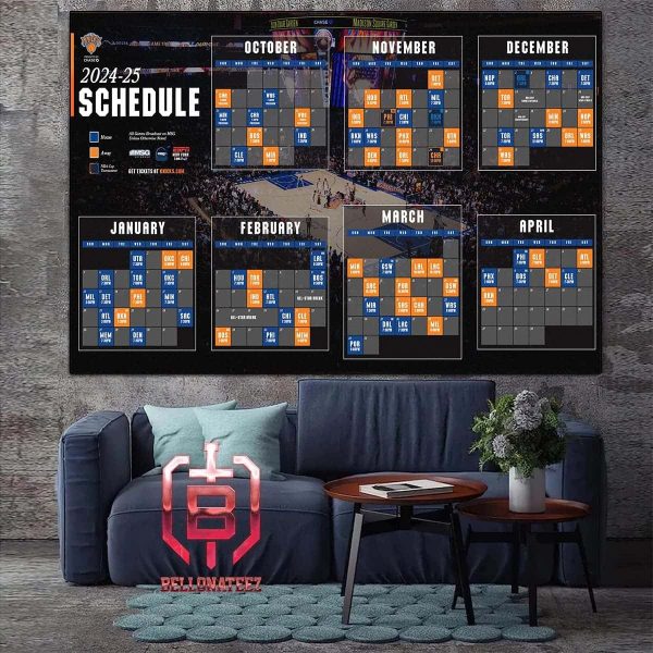 New York Knicks Announces Official 2024-2025 NBA Regular Season Schedule Home Decor Poster Canvas