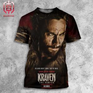 Official Poster For Kraven The Hunter Villains Aren’t Born They’re Made Exclusive In Movie Theaters December All Over Print Shirt