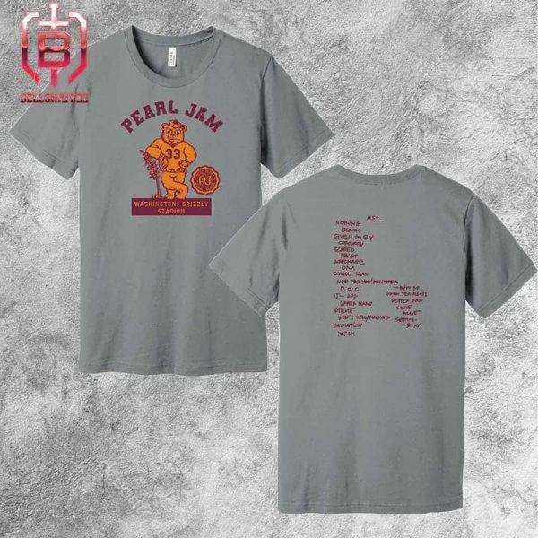 Pearl Jam Dark Matter World Tour 2024 Mascot Tee At Washington-Grizzly Stadium Missoula Montana On August 22nd 2024 Two Sides Unisex T-Shirt