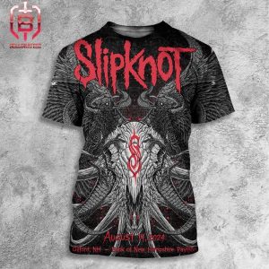 Slipknot Here Come The Pain Tour 2024 Event Poster At Bank Of New Hamsphire Pavilion Gilford NH On August 14th 2024 All Over Print Shirt