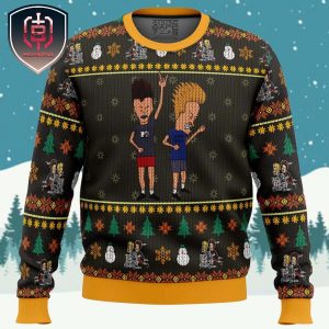 Beavis and Butthead Rock On Xmas Holiday Gift Ugly Christmas Sweater