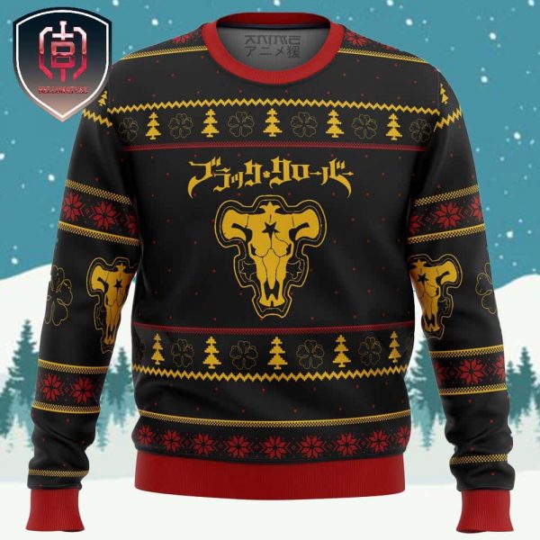 Black Clover Bulls Xmas Holiday Gift Ugly Christmas Sweater