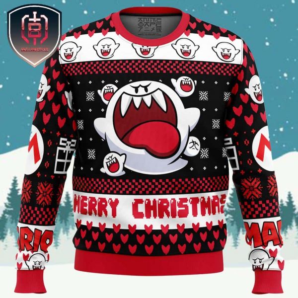 Boo Mario Bros Xmas Holiday Gift Ugly Christmas Sweater