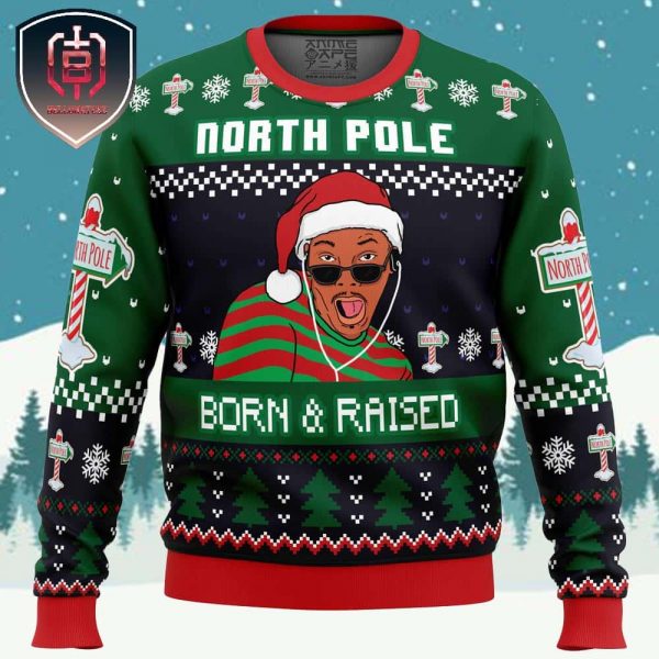 Born and Raised Fresh Prince of Bel-Air Xmas Holiday Gift Ugly Christmas Sweater