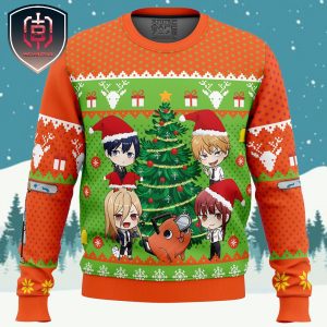 Chibi Chainsaw Man Xmas Holiday Gift Ugly Christmas Sweater