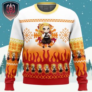 Chibi Christmas Kyojuro Rengoku Demon Slayer Xmas Holiday Gift Ugly Christmas Sweater