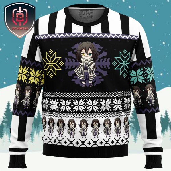 Chibi Christmas Obanai Iguro Demon Slayer Xmas Holiday Gift Ugly Christmas Sweater