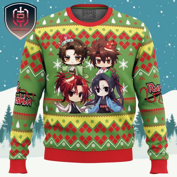 Chibi Christmas Rurouni Kenshin Samurai X Xmas Holiday Gift Ugly Christmas Sweater