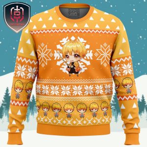 Chibi Christmas Zenitsu Agatsuma Demon Slayer Xmas Holiday Gift Ugly Christmas Sweater