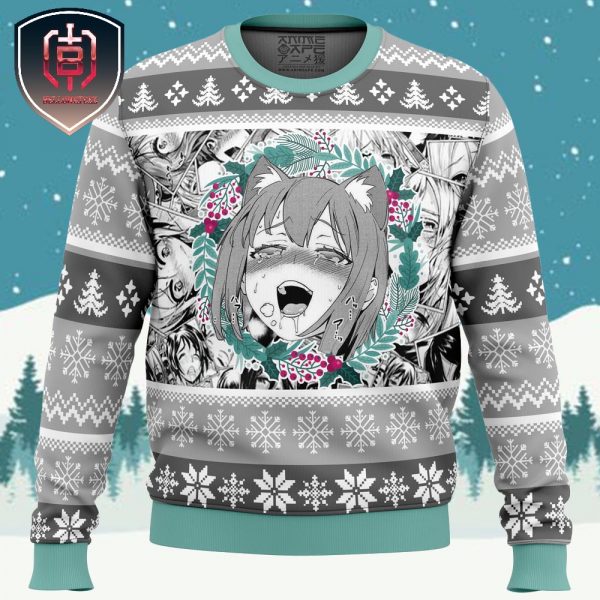 Christmas Anime Ahegao Xmas Holiday Gift Ugly Christmas Sweater