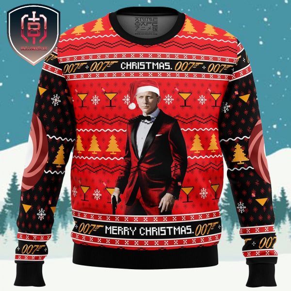 Christmas Merry Christmas 007 James Bond Xmas Holiday Gift Ugly Christmas Sweater