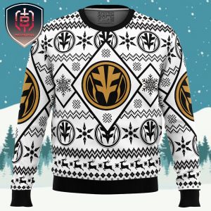 Christmas White Ranger Power Rangers Xmas Holiday Gift Ugly Christmas Sweater