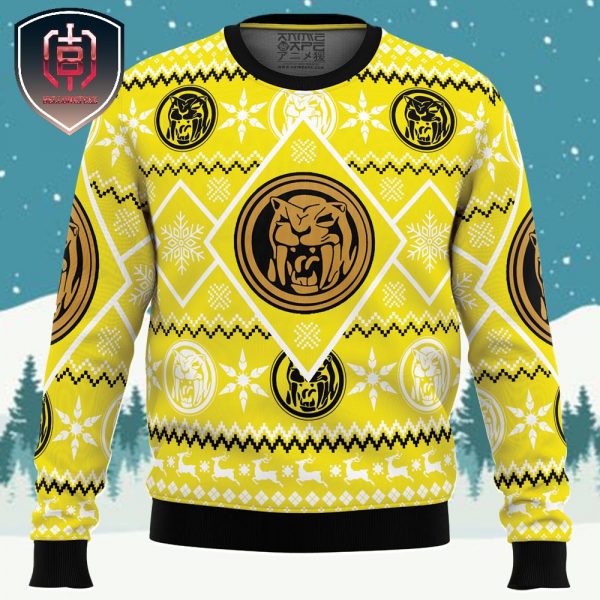 Christmas Yellow Ranger Power Rangers Xmas Holiday Gift Ugly Christmas Sweater